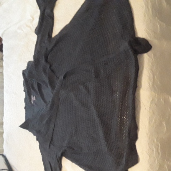 Suzie Couture Open Front Asymmetrical Cardigan Charcoal Gray 2X - Picture 2 of 6